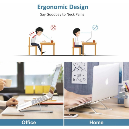 Suport Laptop, SL-1, pliabil, aluminiu, argintiu, pana la 15,6 inch [2]