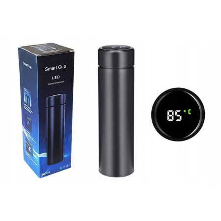 Termos - Termos smart cu afisaj led, indicator temperatura, 500 ml, negru, otel inoxidabil