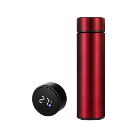 Termos - Termos smart cu pereti dublii din inox si afisaj LED, indicator temperatura C, rosu, 500 ml