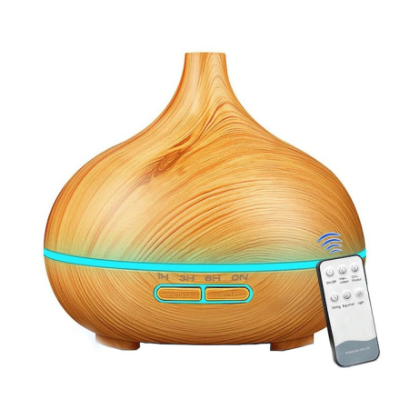 Umidificatoare Aer - Umidificator/Difuzor aromaterapie cu ultrasunete ,lemn natur,7 culori programabil, cu telecomanda,oprire automata