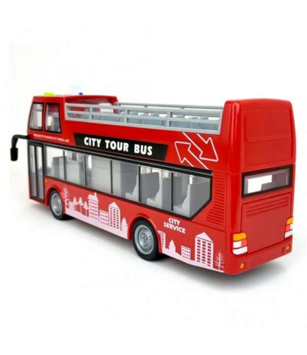 Autobuz Turistic Supraetajat Pentru Copii 3 Ani+, Scara 1:16, Rosu, Cu Usi Care Se Deschid, Lumini Si Sunete, Mecanism Cu Frictiune [3]