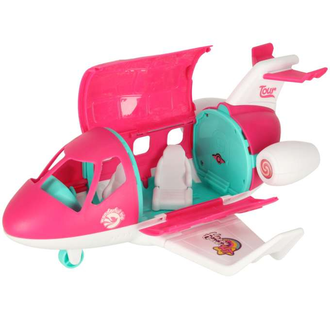 Avion pentru păpuși cu stewardesă și accesorii, set de călătorie cu valiză, cărucior și cățeluș, [6]