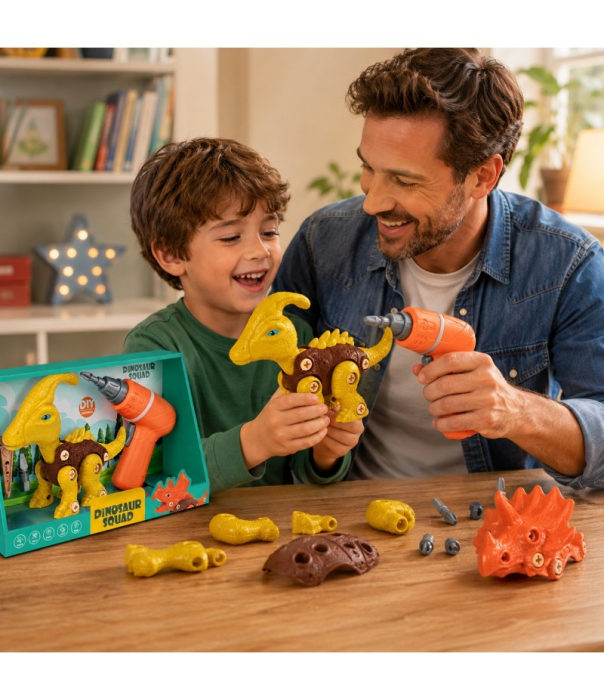 Figurina Dinozaur De Asamblat Pentru Copii, Set DIY Cu Surubelnita Electrica, Jucarie De Montat Si Demontat, Gasca Dinozaurilor [3]