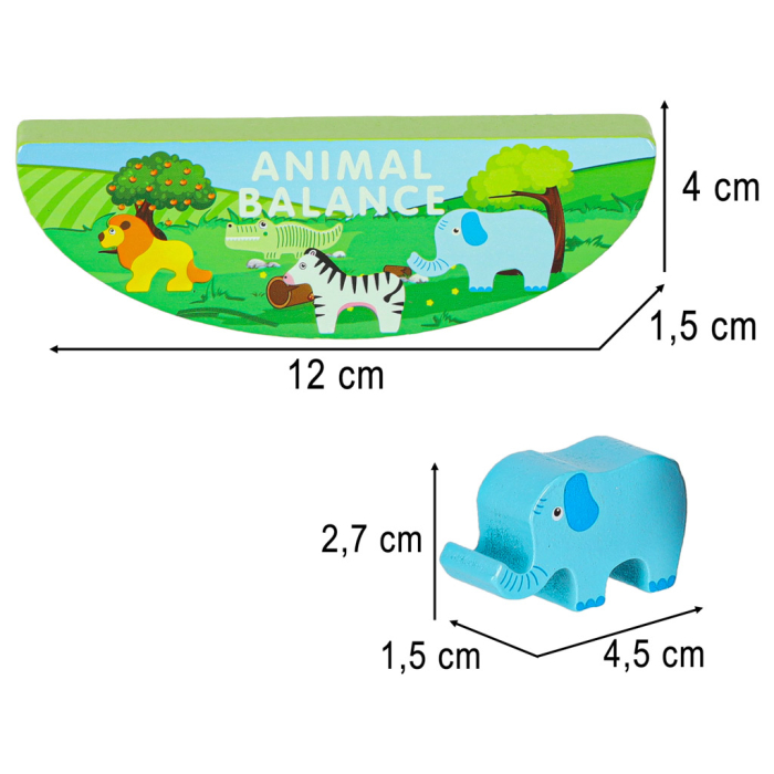 Joc de Echilibru din Lemn Animale Safari, Puzzle Educativ cu Animăluțe, Joc de Îndemânare și Logică pentru Copii, 3+ Ani [4]