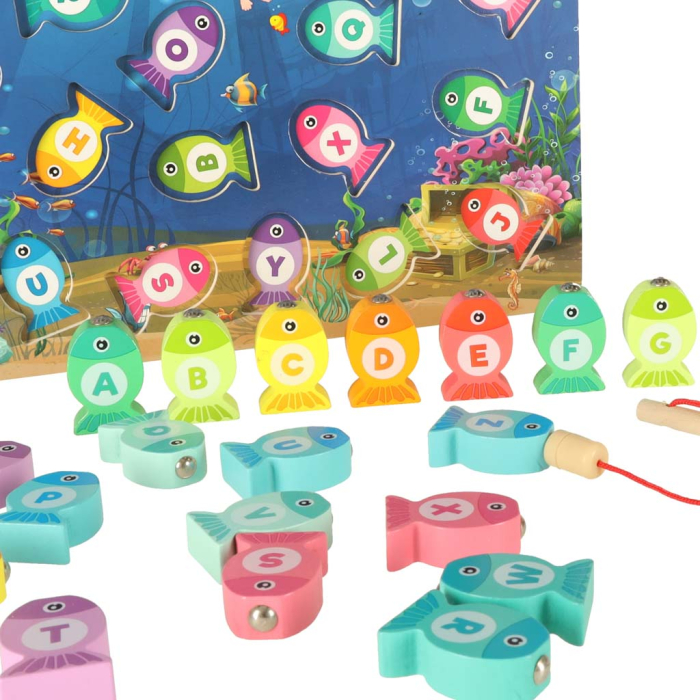 Joc Montessori din Lemn – Pescuit Magnetic 3 în 1 cu Litere și Numere [3]
