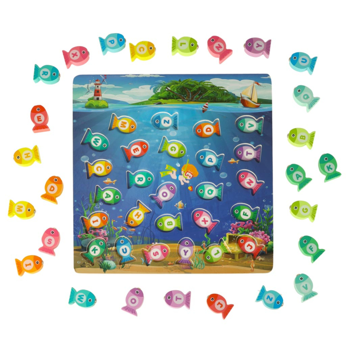Joc Montessori din Lemn – Pescuit Magnetic 3 în 1 cu Litere și Numere [2]