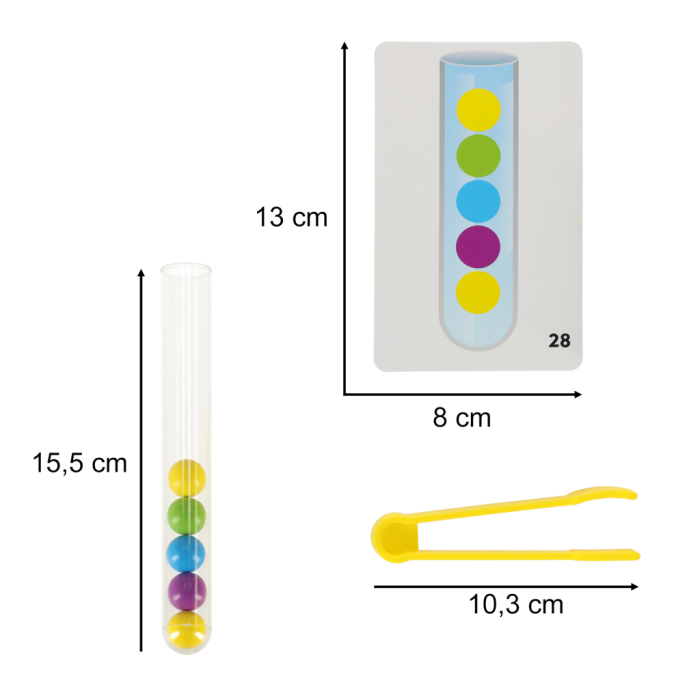 Joc Montessori XXL cu Bile Colorate, 66 Piese, Sortare și Numărare, Puzzle Educativ cu 40 Bile, Pensetă și 24 Carduri, Joc de Îndemânare [3]