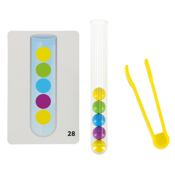Joc Montessori XXL cu Bile Colorate, 66 Piese, Sortare și Numărare, Puzzle Educativ cu 40 Bile, Pensetă și 24 Carduri, Joc de Îndemânare [4]