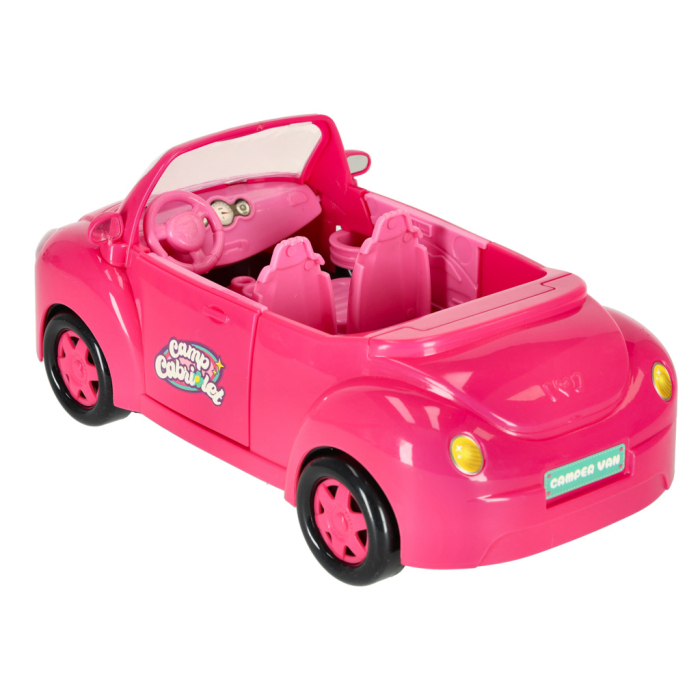 Mașină Decapotabilă pentru Păpuși cu Păpușă, Cățel și Coș de Picnic, Roz, Uși și Portbagaj Funcționale, 26 cm [5]