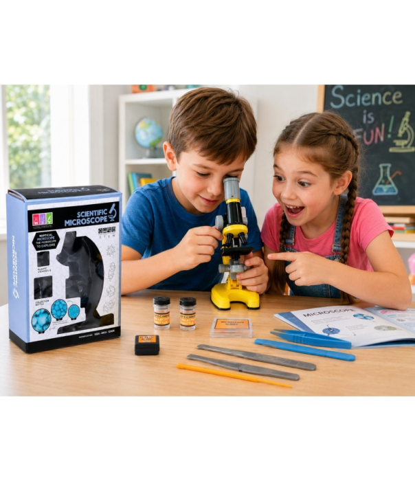 Microscop Stiintific Pentru Copii, Set STEM Cu Accesorii Pentru Experimente Si Observatii, Jucarie Educativa, Varsta Recomandata 8 Ani+ [2]