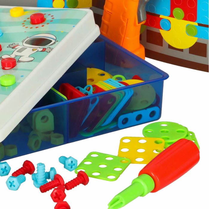 Set Construcție DIY cu Șuruburi și Bormașină, 261 Piese, Plăcuță de Asamblare, Șurubelniță și Cheie, Joc Educativ [5]