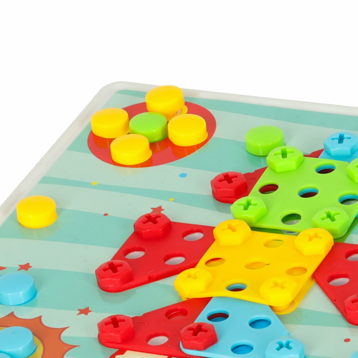 Set Construcție DIY cu Șuruburi și Bormașină, 261 Piese, Plăcuță de Asamblare, Șurubelniță și Cheie, Joc Educativ [6]