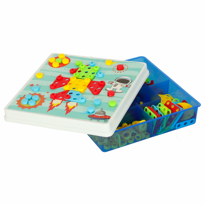 Set Construcție DIY cu Șuruburi și Bormașină, 261 Piese, Plăcuță de Asamblare, Șurubelniță și Cheie, Joc Educativ [7]
