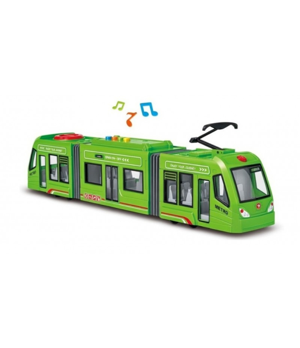 Tramvai Interactiv Verde Pentru Copii 3 Ani+, Scara 1:16, Cu Usi Care Se Deschid, Lumini, Sunete Si Frictiune, Vehicul Urban Realist [3]