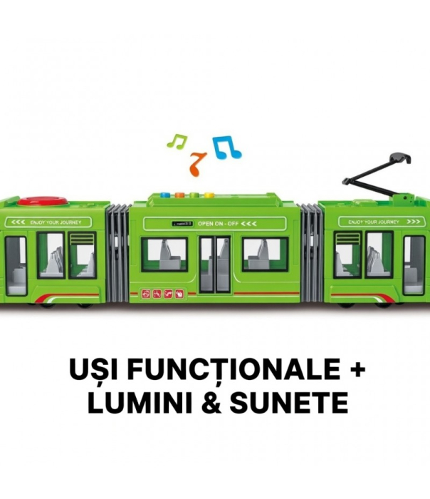 Tramvai Interactiv Verde Pentru Copii 3 Ani+, Scara 1:16, Cu Usi Care Se Deschid, Lumini, Sunete Si Frictiune, Vehicul Urban Realist [2]