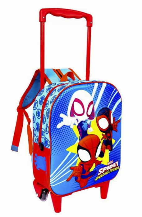 Troler 3D Marvel Spider-Man pentru grădiniță, cu roți din silicon, 38,5 × 28 × 13,5 cm [2]