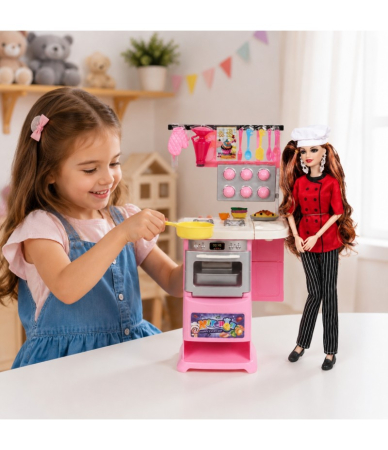 Păpuși - Păpușă Bucătăreasă Arianna cu Aragaz și Accesorii de Gătit , 3+ ani