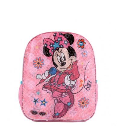 Ghiozdane si trolere - Ghiozdan de grădiniță cu paiete reversibile Minnie, 29 x 23,5 x 10 cm, 1 compartiment, Roz