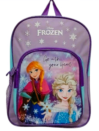 Ghiozdane si trolere - Ghiozdan Grădiniță Frozen Disney, 2 Compartimente, Buzunar Lateral, Bretele Ajustabile, Mov, 32 x 24 x 10,5 cm
