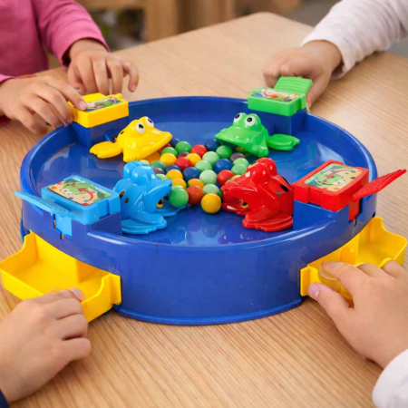 Jucării interactive - Joc de Îndemânare Broaște Săritoare, Joc Interactiv pentru 2-4 Jucători, 26 Bile, Joc de Familie pentru Copii, Dezvoltă Reflexele și Coordonarea