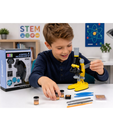 Jucării educative - Microscop Stiintific Pentru Copii, Set STEM Cu Accesorii Pentru Experimente Si Observatii, Jucarie Educativa, Varsta Recomandata 8 Ani+