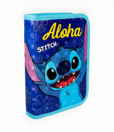 Produse - Penar echipat Disney Stitch, 1 compartiment, 2 extensii (flapsuri), Albastru, 20 × 14 × 3,5 cm