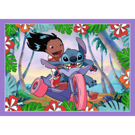 Puzzle - Puzzle carton 4in1 35, 48, 54, 70 piese Trefl Stitch - Ziua nebuna a lui Lilo & Stitch, 539395, 3+ ani