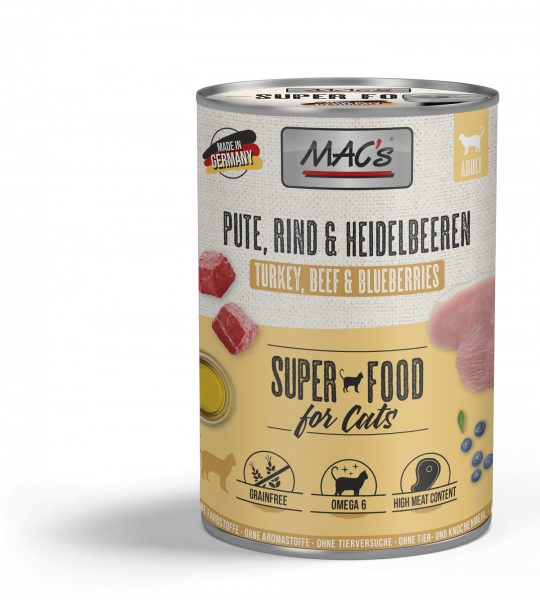 MACs Cat Turkey Beef and Blueberries 400g (Curcan, Vită și Afine) [1]