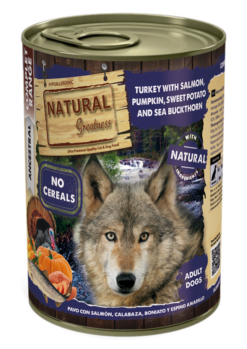 Natural Greatness Dog Turkey with Salmon, Pumpkin, Sweet potato and Sea buckthorn 400G (curcan, somon, dovleac, cartofi dulci, catina) [1]