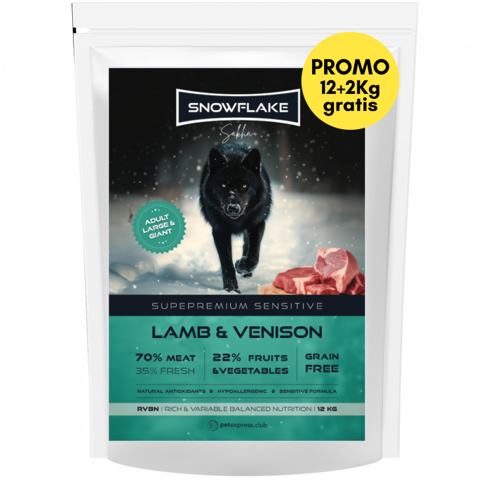 Snowflake Sakha Lamb and Venison Adult Large and Giant 12kg + 2Kg Gratuit [1]