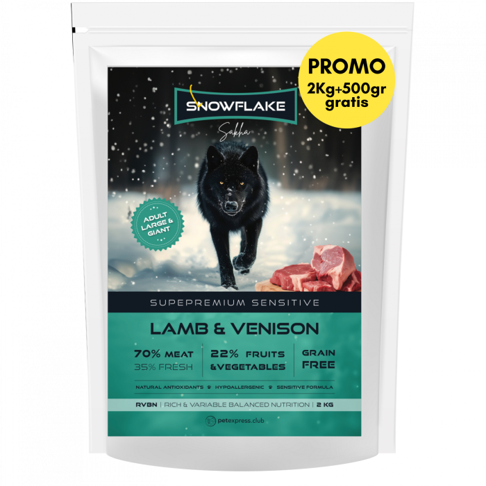 Snowflake Sakha Lamb & Venison Adult Large & Giant 2Kg + 500gr Gratuit [1]