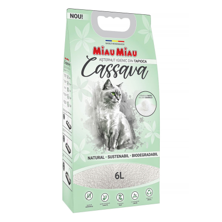 NISIP & ASTERNUT IGIENIC - Asternut Igienic Miau Miau Cassava Tapioca Biodegradabil 6L