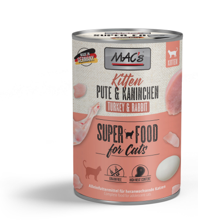 HRANA UMEDA - MACs Cat Kitten Turkey and Rabbit 400g (Curcan și Iepure)