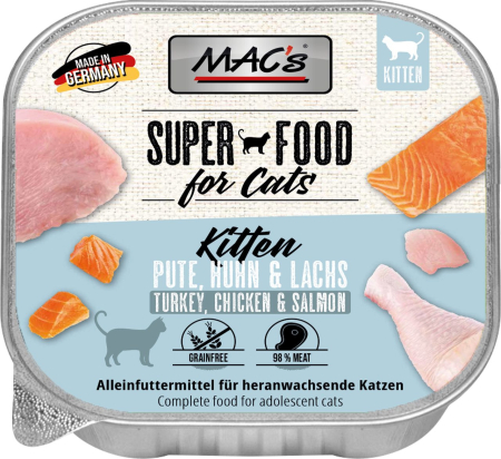 PISICI - MACs Cat Kitten Turkey Chicken and Salmon 100g