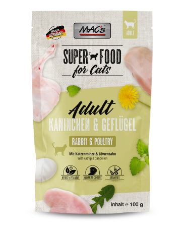 PISICI - MACs Cat Pouchpack Rabbit and Poultry 100g