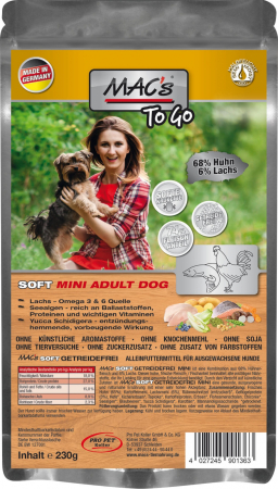 RECOMPENSE - MACs Dog Soft Mini "to go" Pui și Somon 230g