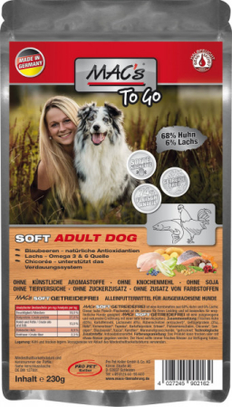 HRANA USCATA - Macs Dog Soft To Go Chicken and Salmon 230g (Pui și Somon)