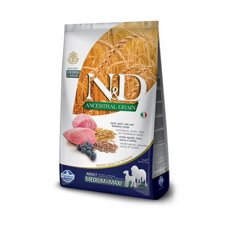 HRANA USCATA - N&D ANCESTRAL GRAIN ADULT MEDIUM SI MAXI, MIEL SI AFINE, 12 KG