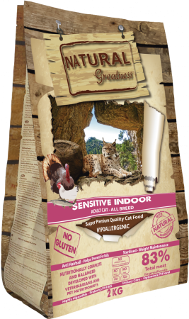 HRANA USCATA - Natural Greatness Cat Sensitive Indoor 2kg (pui & curcan)
