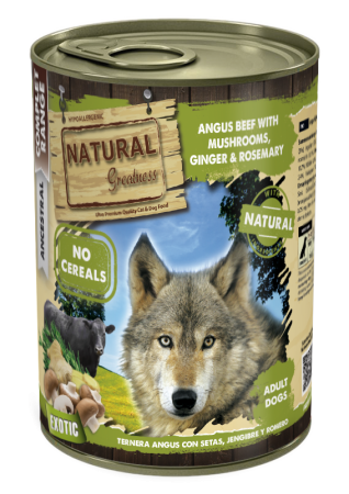 Conserve - Natural Greatness Dog Angus Beef with Mushrooms Ginger and Rosemary 400g (vita angus, ciuperci, ghimbir, rozmarin)