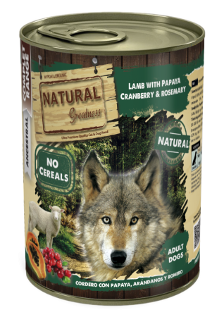CAINI - Natural Greatness Dog Lamb with Papaya, Cranberry and Rosemary 400G (miel, papaya, merisoare, rozmarin)