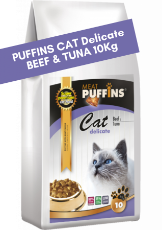 HRANA USCATA - Puffins CAT Delicate Beef & Tuna 10Kg (Vita & Ton) Hrana Premium Pisici