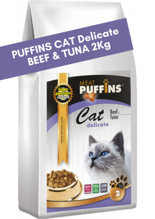HRANA USCATA - Puffins CAT Delicate Beef & Tuna 2Kg (Vita & Ton) Hrana Uscata Pisici