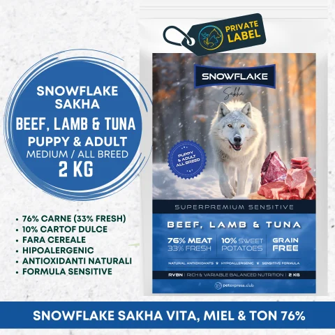 HRANA USCATA - Snowflake Sakha Beef Lamb Tuna and Sweet potatoes Sensitive adult ALL BREED 2kg