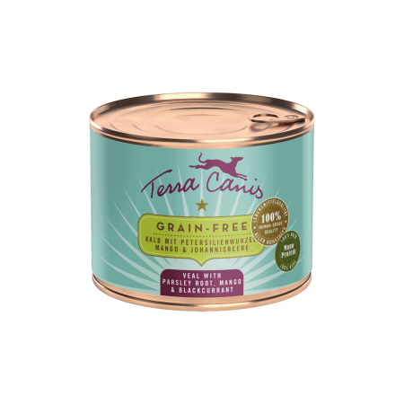 CAINI - Terra Canis Grain Free Veal 200g (Vițel cu rădăcină de pătrunjel, mango și coacăze negre)
