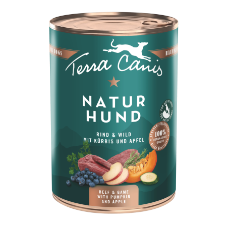 HRANA UMEDA - Terra Canis Naturhund Beef Game 400g (Carne de vită și vânat cu dovleac, măr și afine)