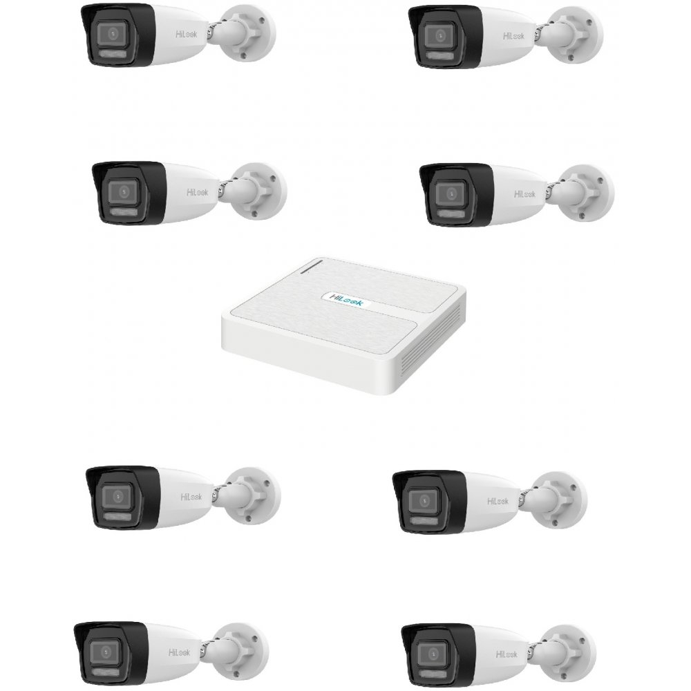 Kit NVR 8 canale POE cu 8 camere IP 4MP, lentila 2.8mm, Dual light 30m, microfon, PoE, IP67 [2]