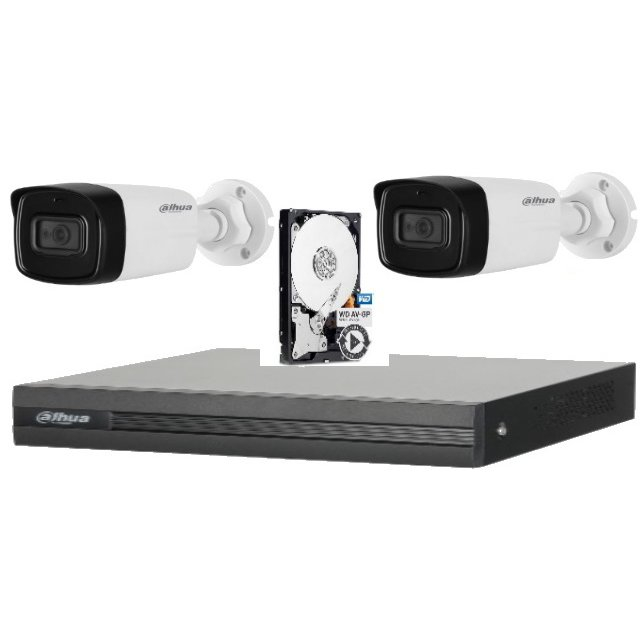 Sistem de supraveghere Dahua DH-2CEXT80MA-5MP_HDD HDCVI cu HDD si 2 camere de exterior de 5MP, 3.6mm, IR 80m, microfon [1]
