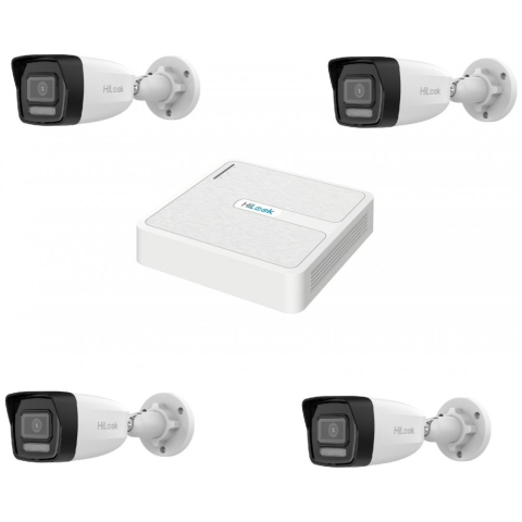Kit NVR 4 canale cu 4 camere IP 4MP, lentila 2.8mm, Dual light 30m, microfon, PoE, IP67 [1]