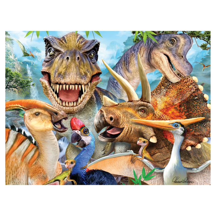 Puzzle GITD Dinozaur Selfie 63 piese 38x28,5 cm [1]